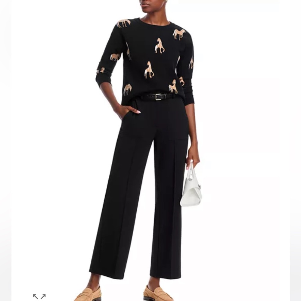 Catherine Malandrino Black Sweater with Tan Horse Motif
